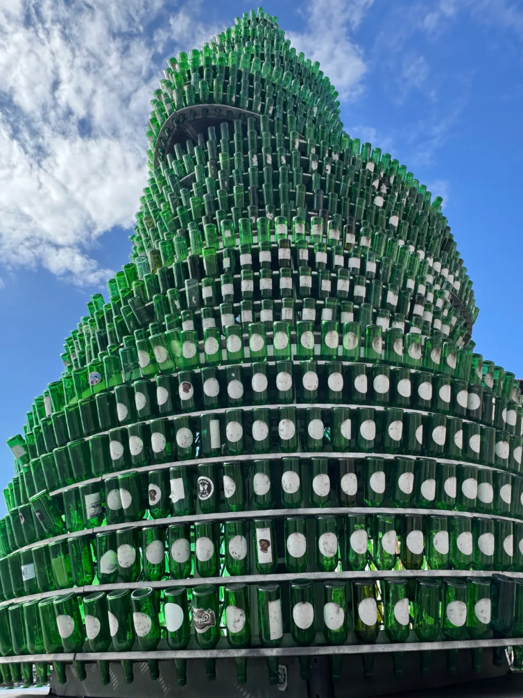 The glass cider bottles weigh nearly 8 metric tons.
