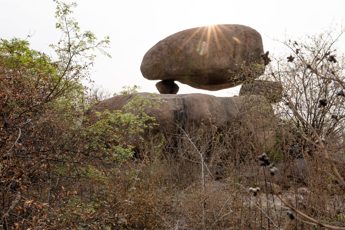 Mushroom Rock, located on the University of Hyderabad campus.
