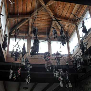 Marionettes hanging in Trujillo's toy museum.