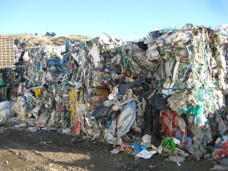 Plastic refuse hangs out at a dry waste facility. 