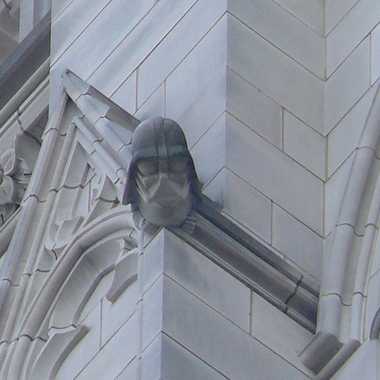 Darth Vader grotesque on the northwest tower of the Washington National Cathedral.