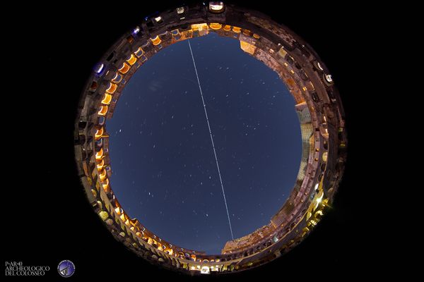 Astronomer Gianluca Masi captured this image of the International Space Station passing directly over Rome's Colosseum.