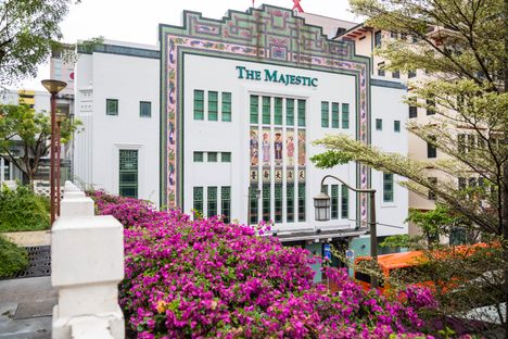 View of the Majestic, from a bridge