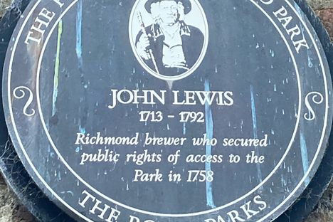 John Lewis memorial plaque, Sheen Gate, Richmond Park