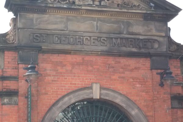 Portico over the entrance to St. George's Market.