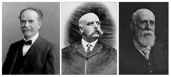 From left to right: Franz U. Boas, Enrico H. Giglioli, and Thomas F. Cheeseman.