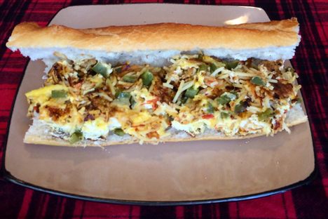 Spaghetti Omelette Sandwich