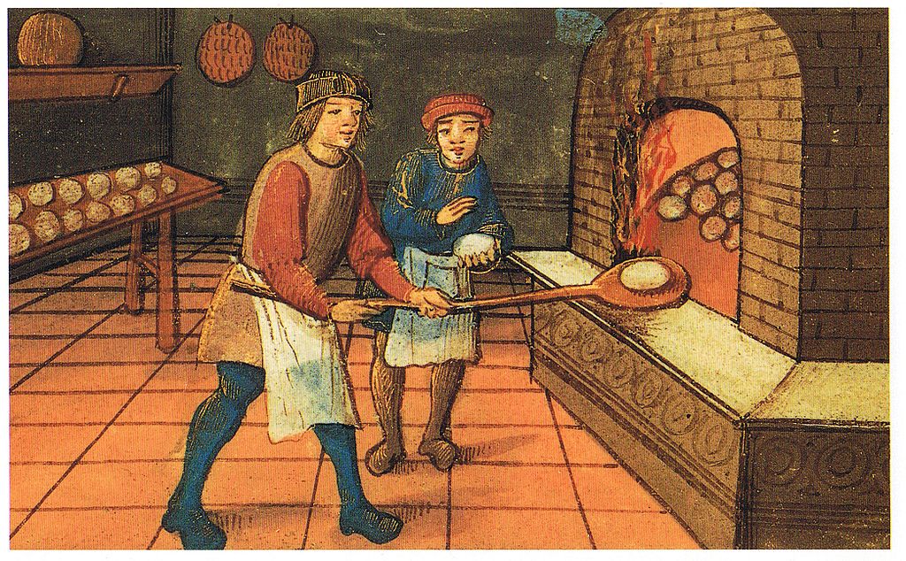 Medieval bread baking.