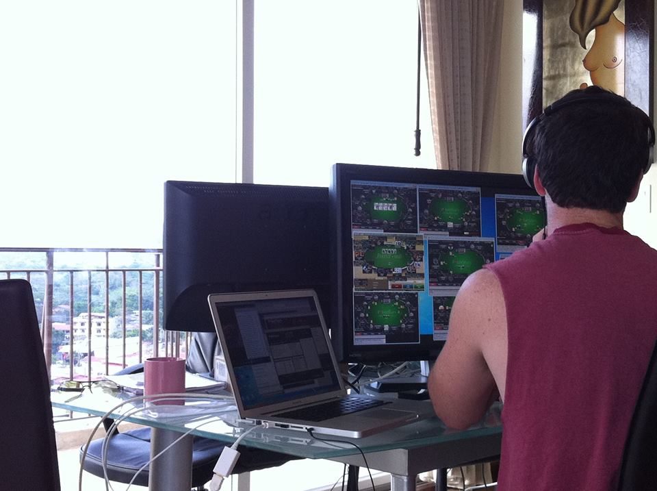 A poker player at work.