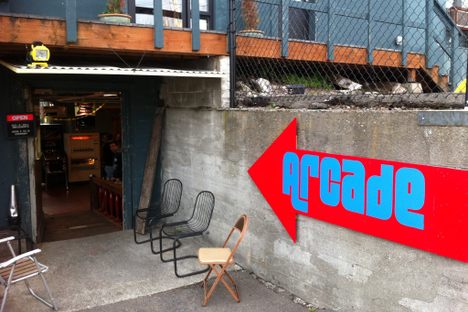 Add-A-Ball Arcade's basement location.