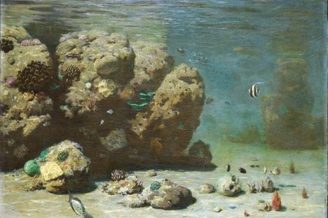 Oil painting by Eugen Ransonnet-Villez based off his submersible sketches, housed at the Natural History Museum Vienna.