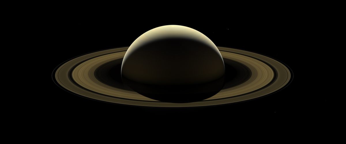 An image of Saturn captured by <em>Cassini</em>, consisting of a mosaic of 42 shots, September.