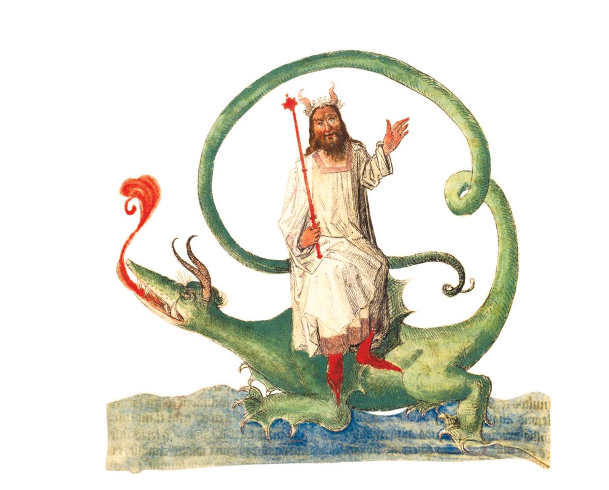 <em>Leviathan Ridden by the Devil</em>, Folio 49, <em>Liber Floridus</em>, 1460.