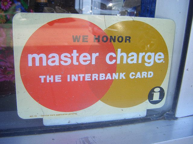 The 1960s Master Charge and Interbank sign.