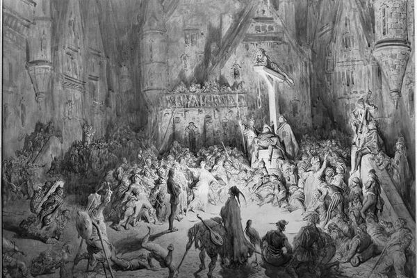 The cour des miracles as imagined in an illustration to The Hunchback of Notre-Dame.