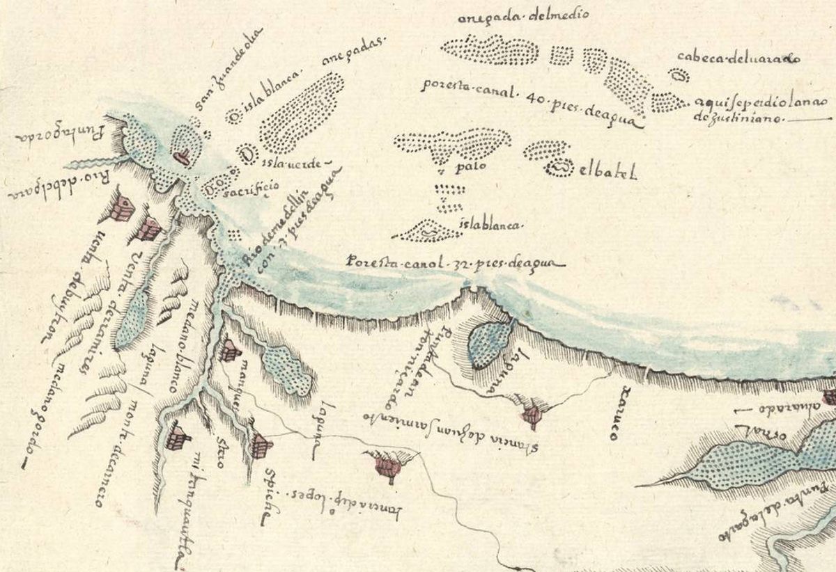 Gali marked settlements with little houses and reefs with dots.