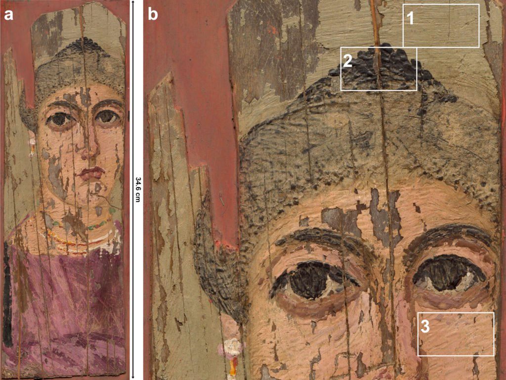 Detailed examination of the portrait revealed evidence of the tools probably used to paint it—including a fine painter’s brush, a metal spoon, and a type of engraver.