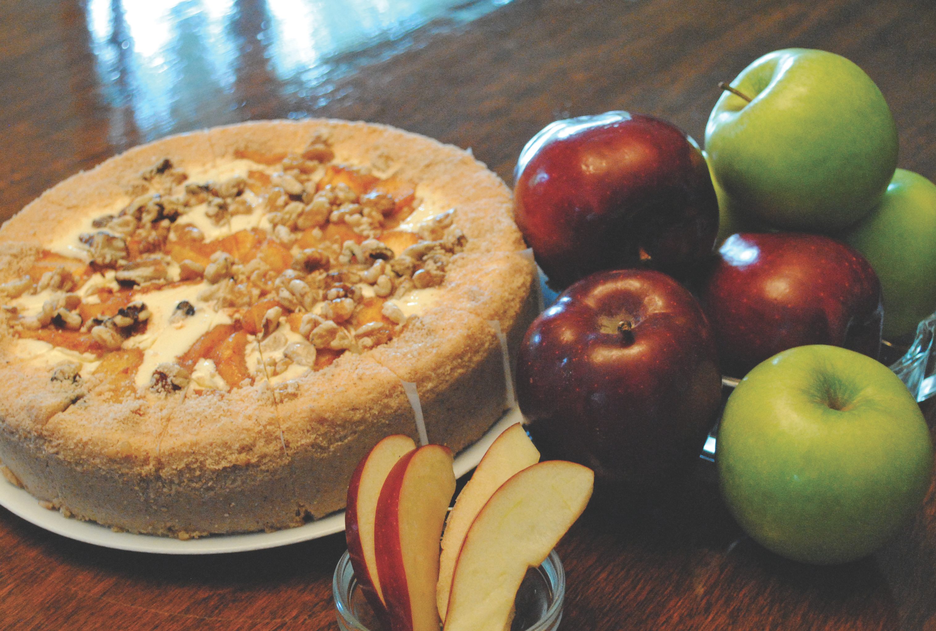 An "apple-walnut cheesecake" from the Nuns of New Skete.