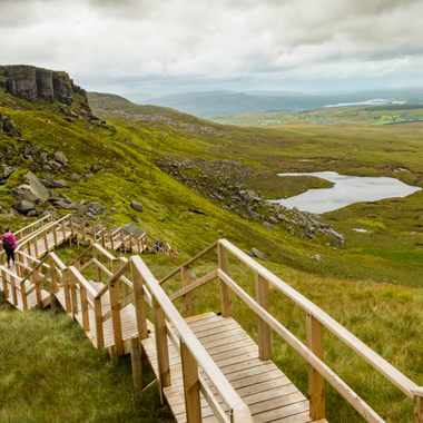 The "stairway to heaven" offers sweeping views over the bogland.