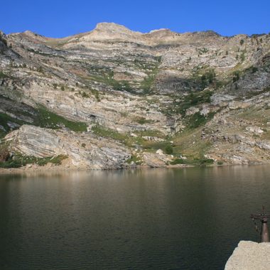 Looking straight west across Angel Lake. The outlet valve is at lower right.