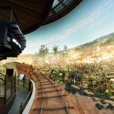 A battle for control of Atlanta’s rail lines, the Battle of Atlanta Cyclorama features tracks to remind viewers what was at stake