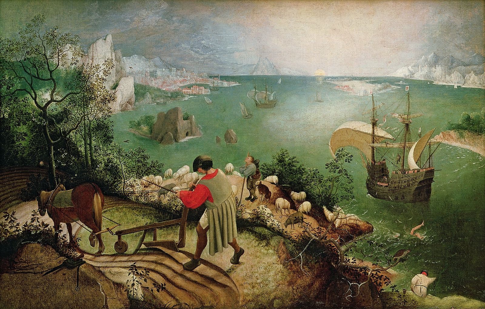 "Landscape with the Fall of Icarus," Pieter Brueghel the Elder, 1526