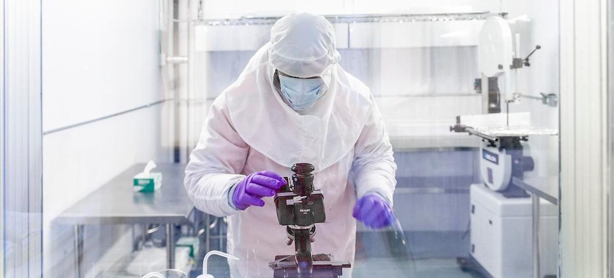 Montana State University's Subzero Research Laboratory gives scientists the chance to study things it would be hard to measure in the field. (This researcher is decontaminating and analyzing an ice sample from Antarctica.)