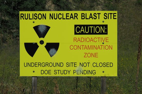 A warning sign at the site.
