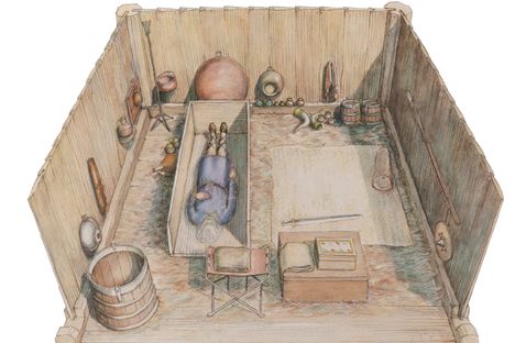 An illustrated reconstruction of what the tomb may have looked like before it decayed.