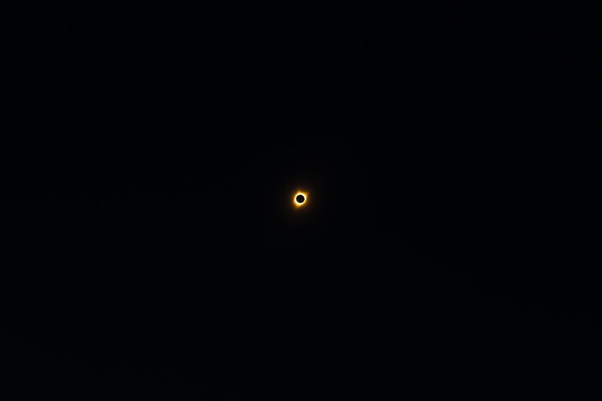 The eclipse reaches totality.