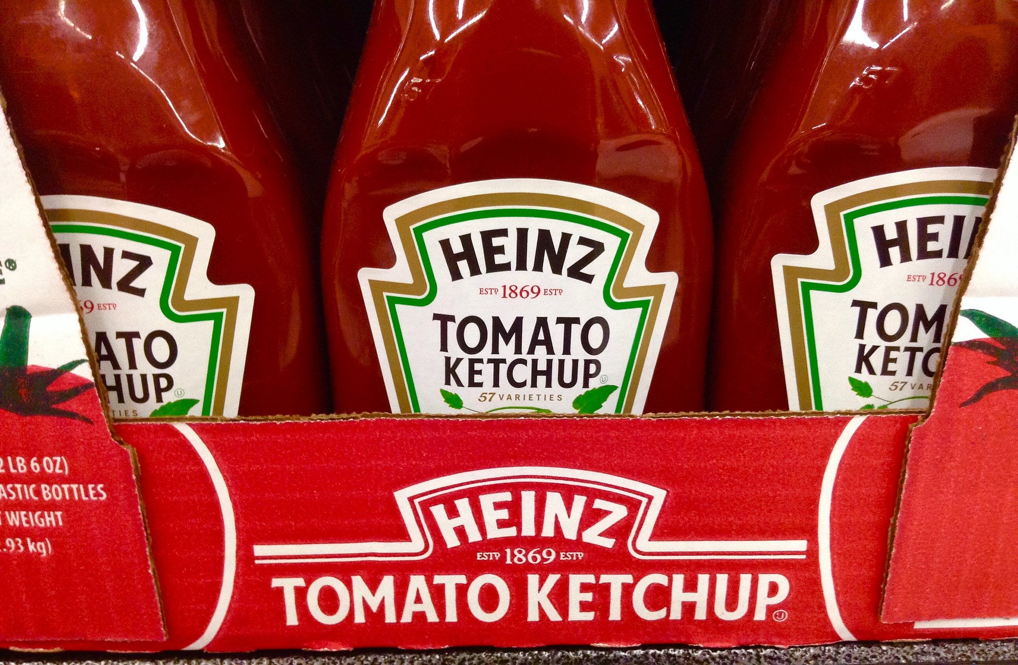 The '57' on a Heinz ketchup bottle is put in a specific position