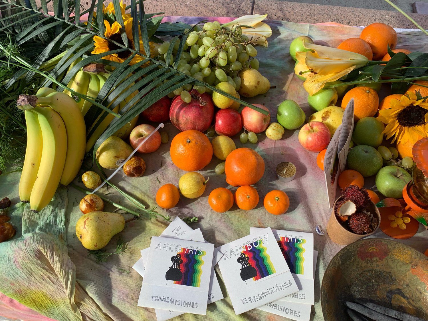 An edible altar, part of Edgar Fabián Frías's 2019 piece "Rainbow Transmissions." Frías' work often combines food, healing, and performance.
