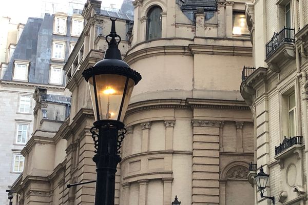 Find the lamp on a quiet side street just off the Strand.