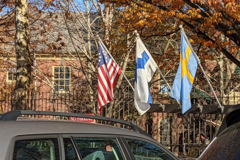 Flags at Hendrickson House Museum