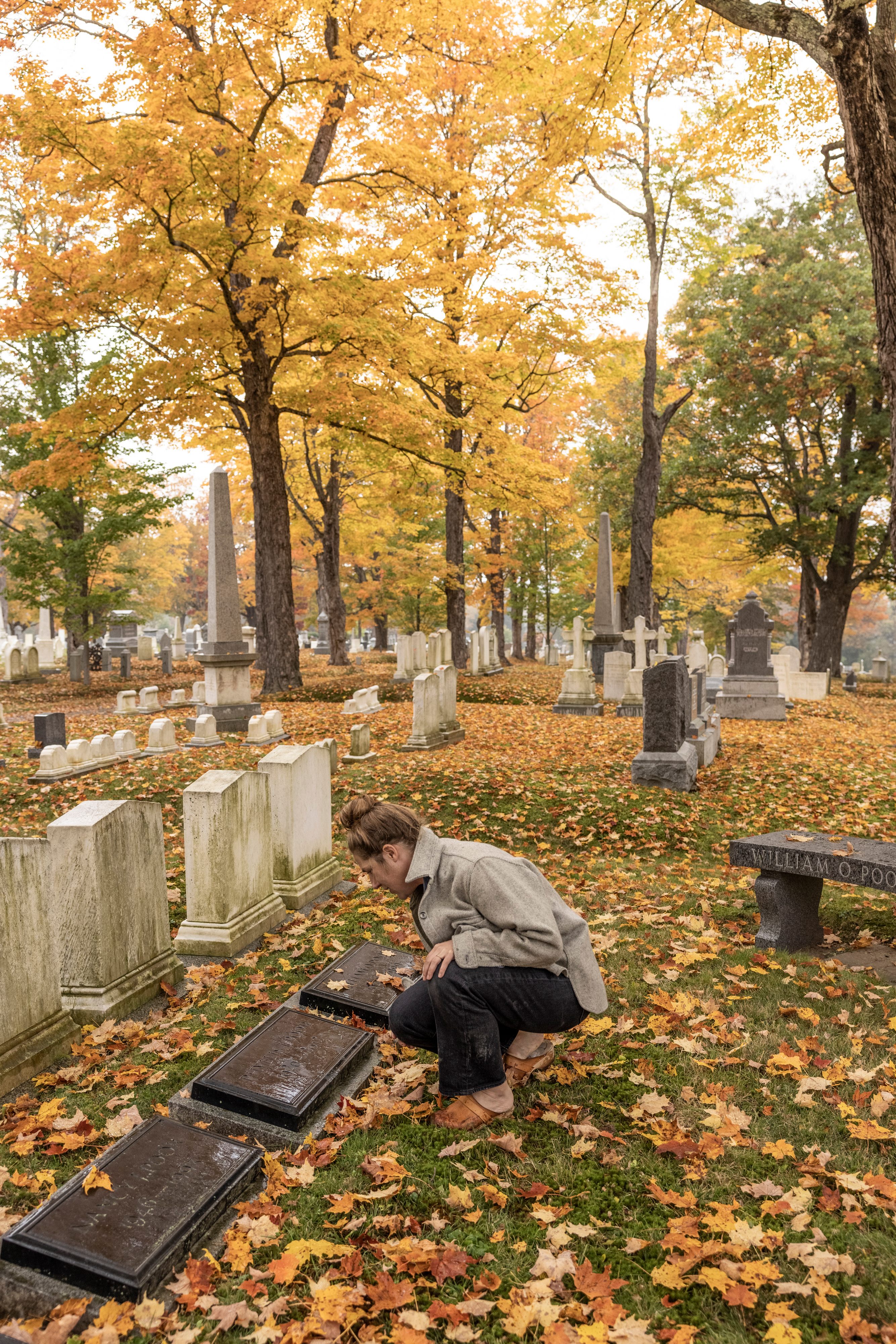 Some of Sigrid Coffin's new work can be seen in the almost two-century-old Grove Cemetery in Belfast, Maine.