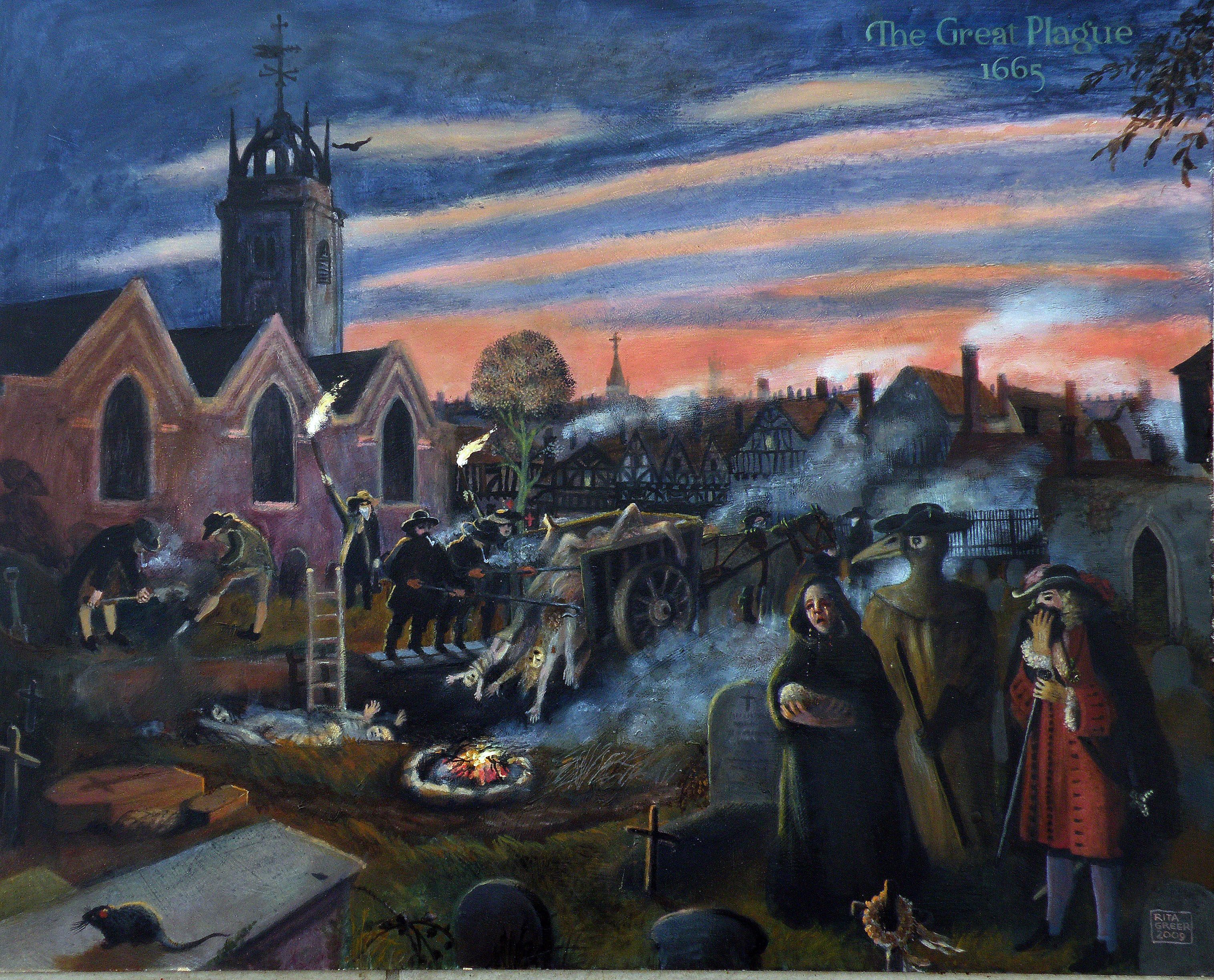 As depicted in this 2009 painting, 1665 was a particularly bad year for plague.