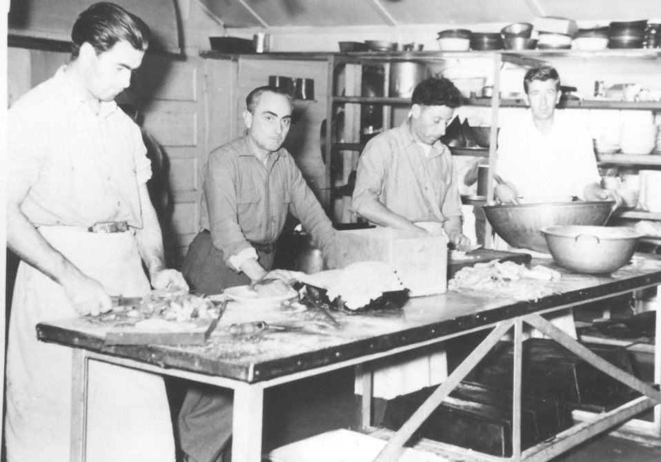 Interned Italians cook in the Fort Missoula kitchen.