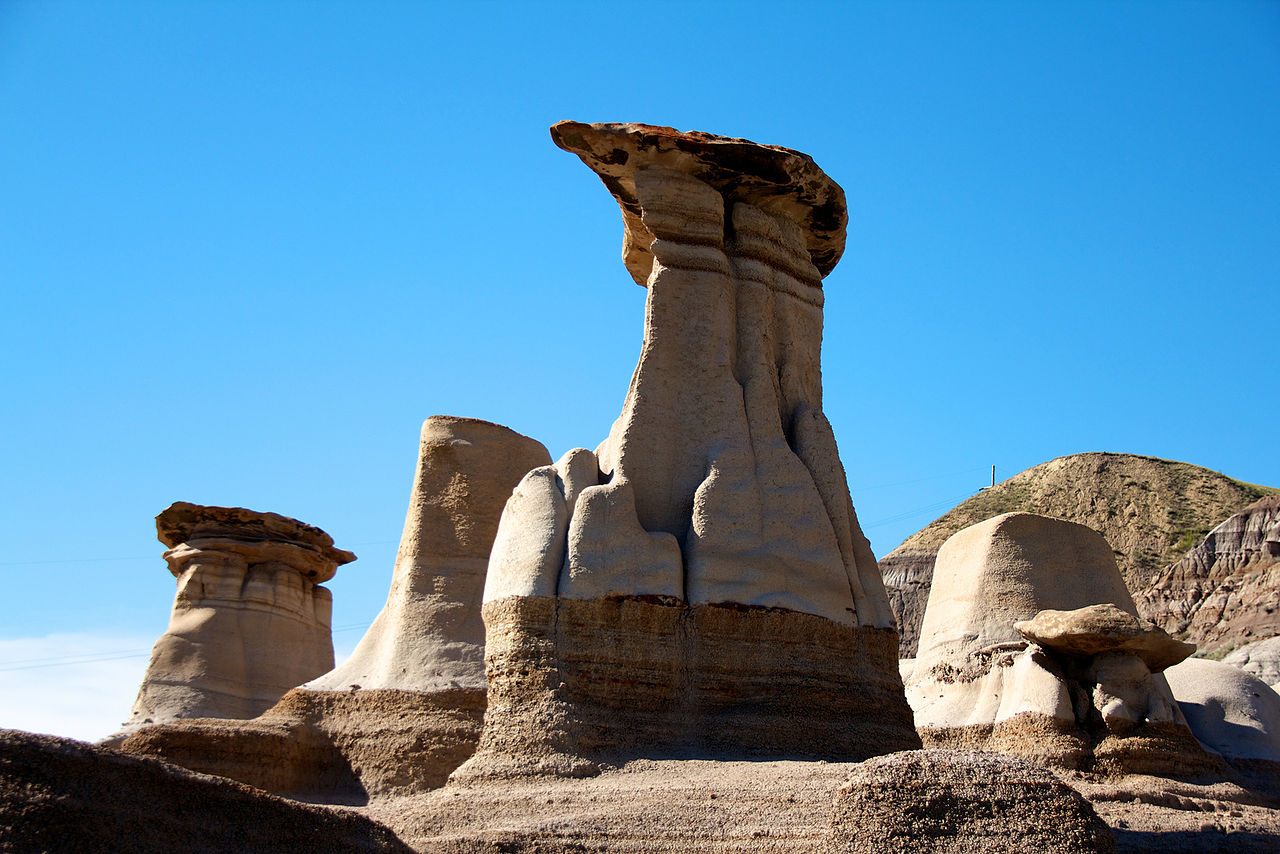 The Hoodoos of Drumheller Valley in Canada, where there will be an eclipse on August 23, 2044.