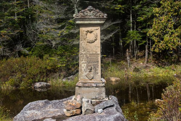 The Monument to David Henderson at Calamity Pond.