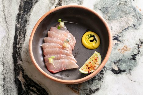 Theodora's dry-aged hiramasa.