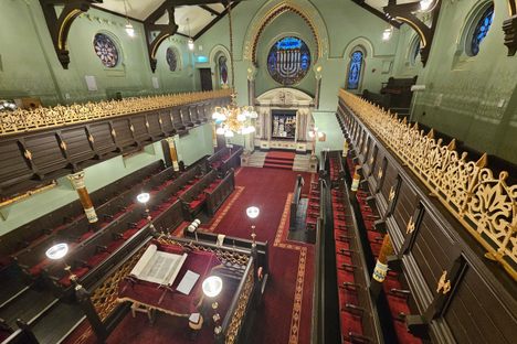 The interior of the restored synagogue.