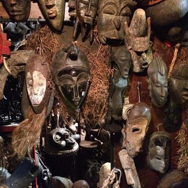 A strange collection of masks, carvings, puppets, and figurines from all over the world.