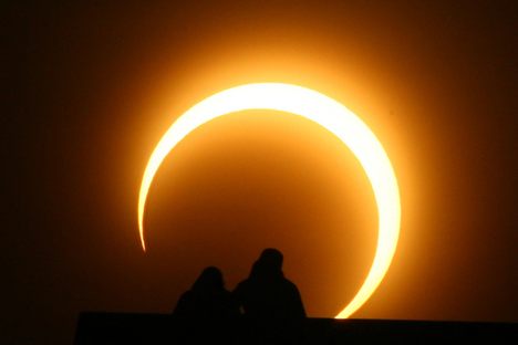 The solar eclipse over Zhengzhou in central China on January 15, 2010.