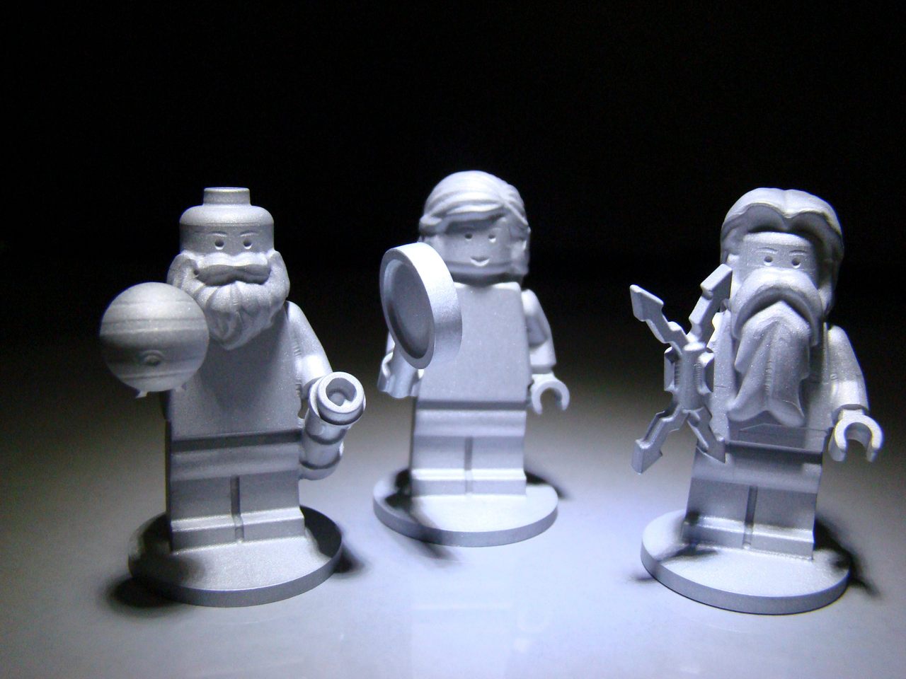 The models of three Lego figurines sent with the Juno spacecraft are Galileo Galilei and the Roman gods Juno and Jupiter.