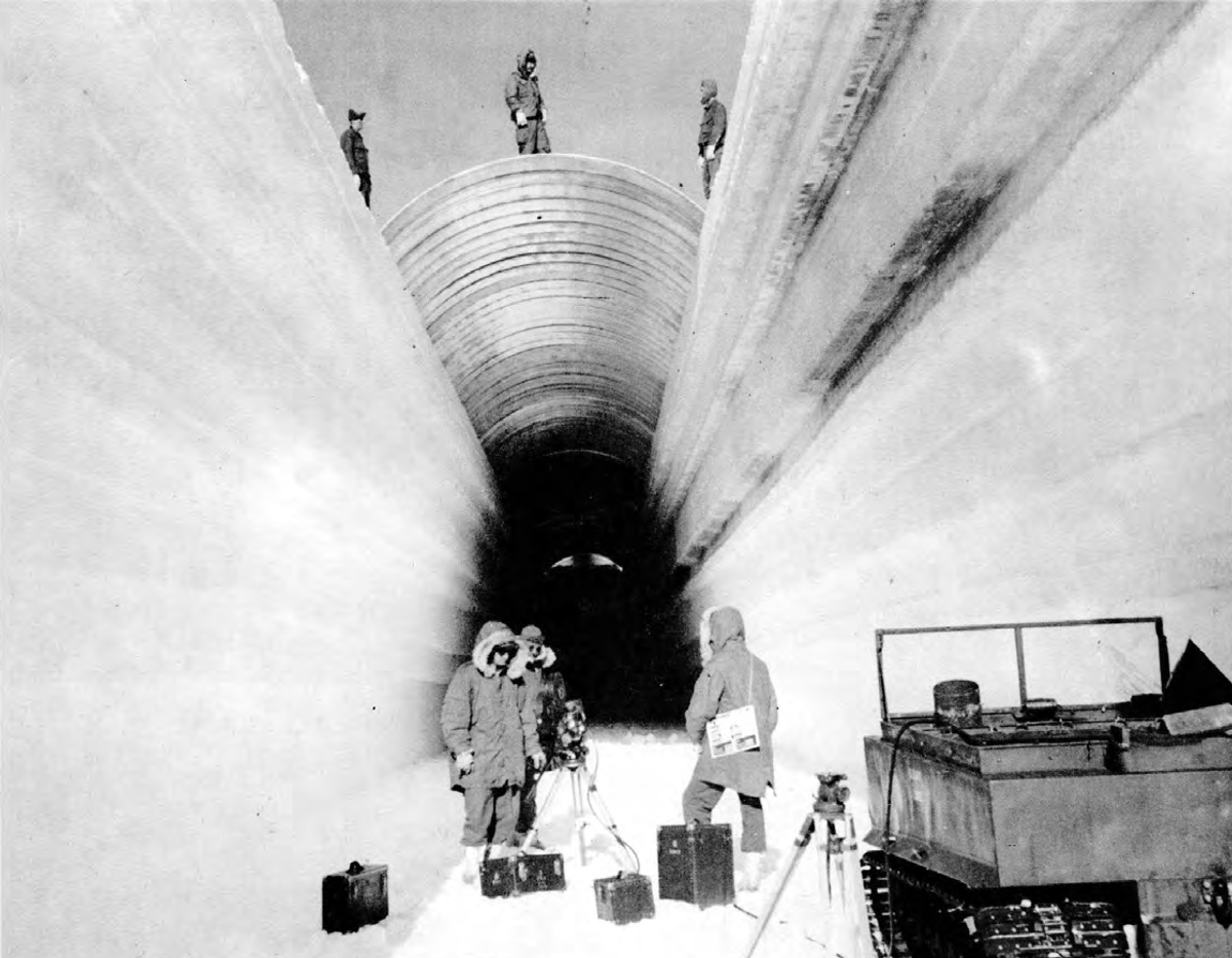 The Camp Century tunnels started as trenches cut into the ice.
