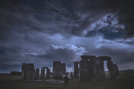 Stonehenge at night.