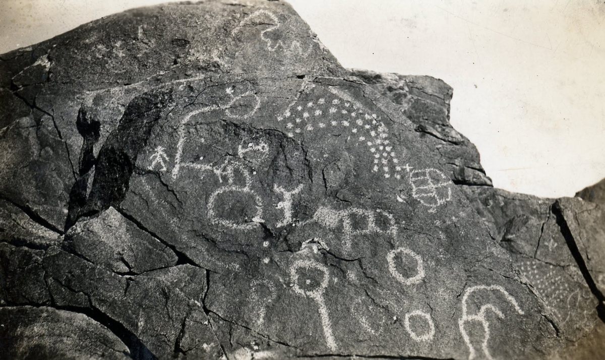 Corn Springs petroglyphs in 1930.