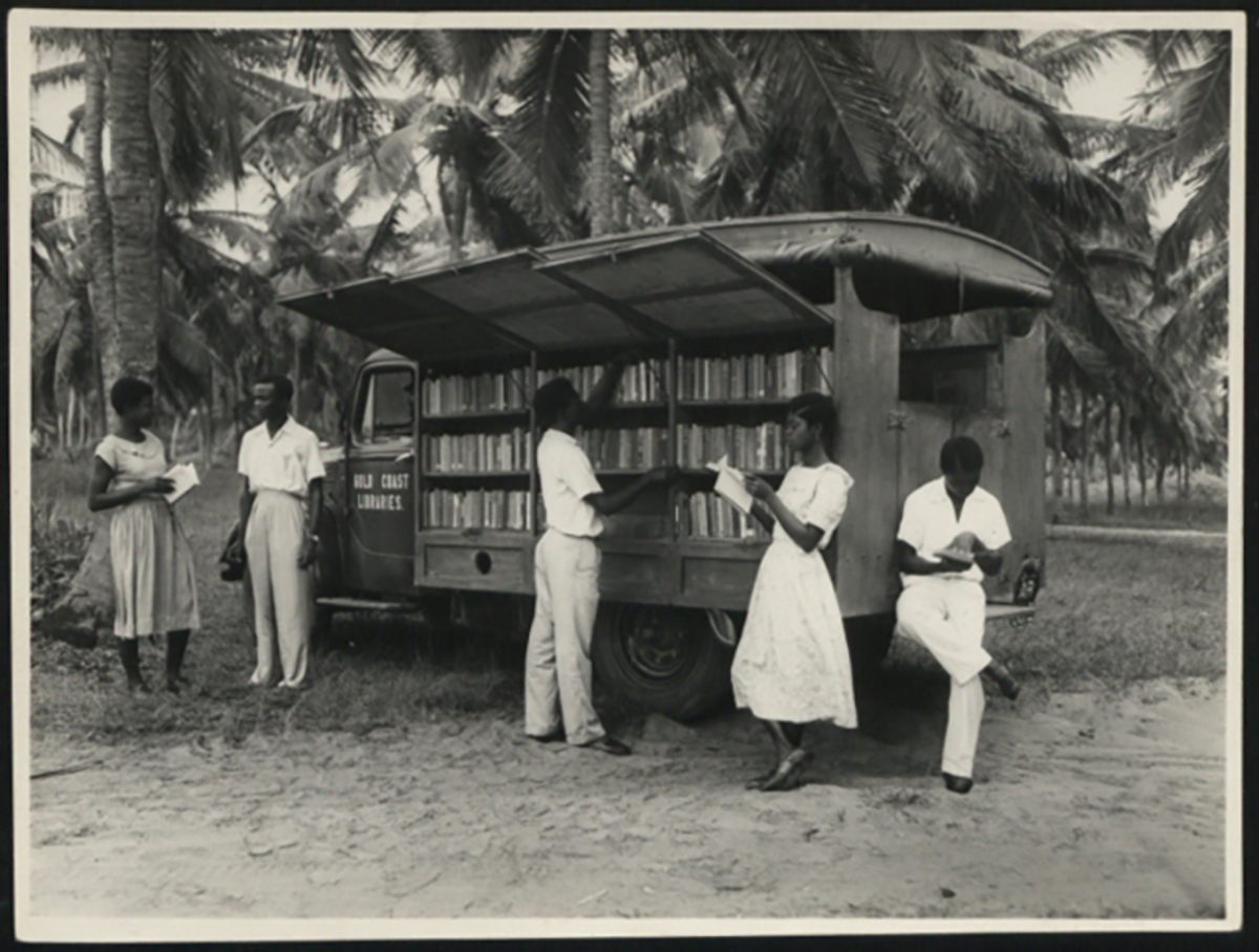 A bookmobile in Accra, Ghana, c. 1950s.