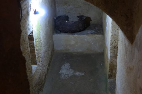 Underground cellar leading to the mikveh