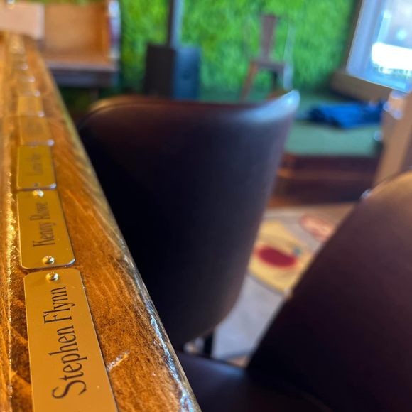 Names on the bartop.